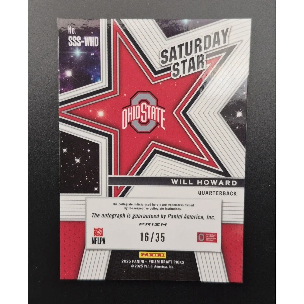 2025 Prizm Draft Picks Will Howard ##SSS-WHD Saturday Stars Orange Pulsar /35 AU